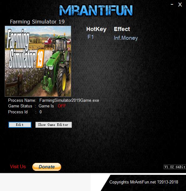 模拟农场19一项修改器MrAntiFun版0