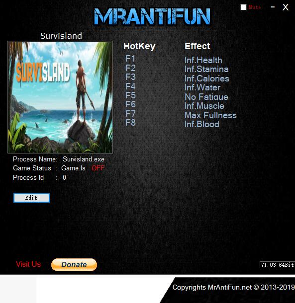 Survisland八项修改器MrAntiFun版0