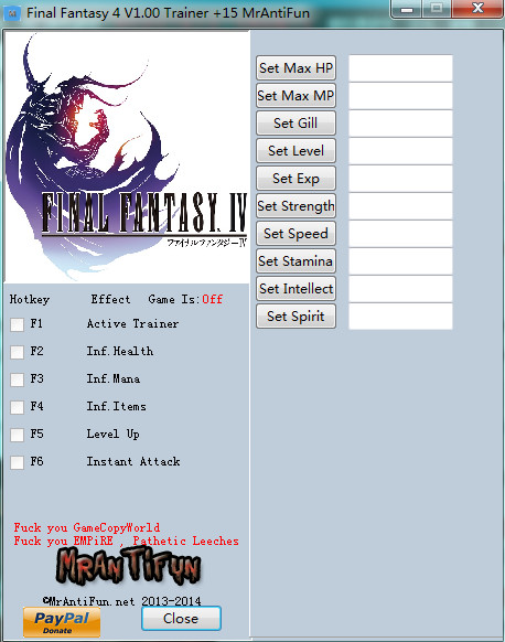 最终幻想4十五项修改器MrAntiFun版1