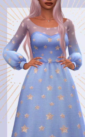 模拟人生4闪亮星星透明连衣裙MOD1