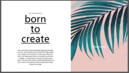 水彩散尾葵叶子背景的北欧风PPT画册模板3