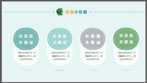清新绿色水彩叶子背景教学说课PPT模板2