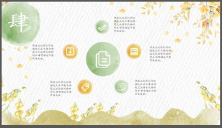 清新暖色水彩花卉背景PPT模板3