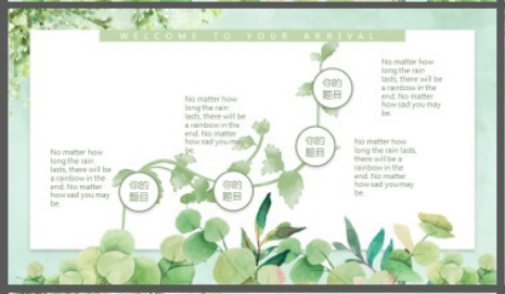 清新水彩绿色植物背景家长会PPT模板2