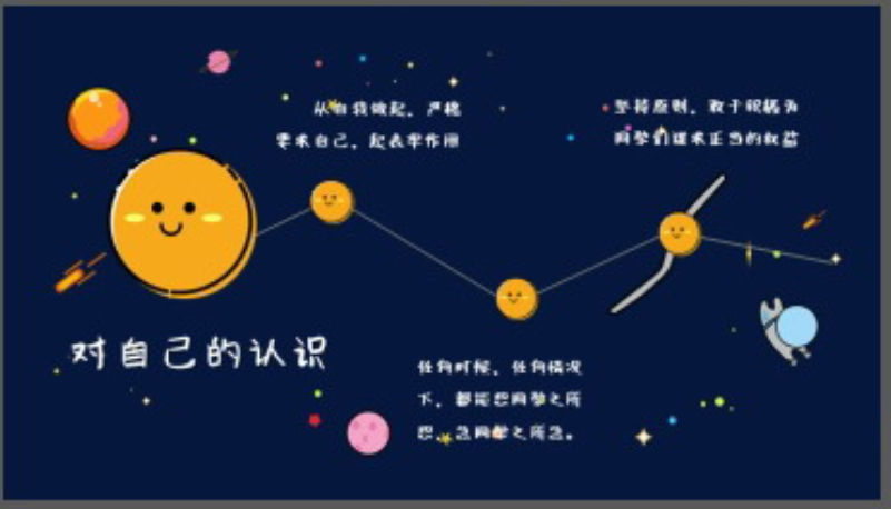 卡通太空背景小学班干部竞选自我介绍PPT模板2