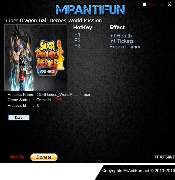 超级龙珠英雄：世界使命三项修改器Mrantifun版0