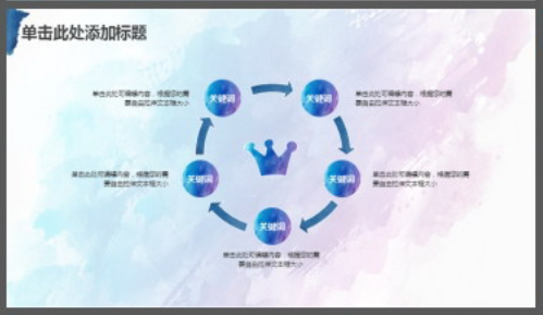 简约蓝紫水彩背景通用商务PPT模板3