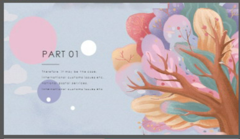 小清新水彩树木背景你好夏天PPT模板1