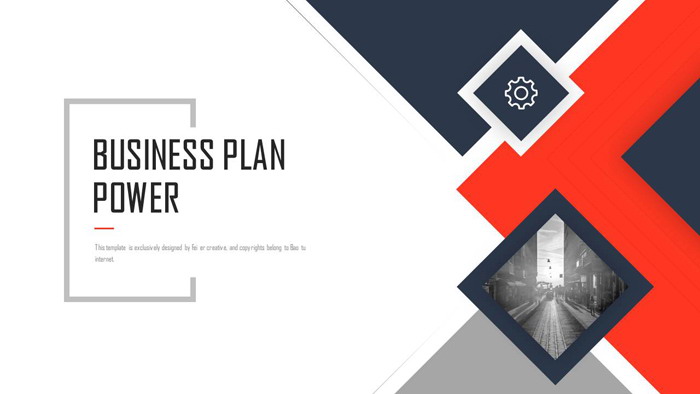 蓝橙矩形叠加个性商务PPT模板