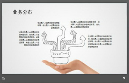 人物手势与手绘插图结合的公司简介PPT模板1