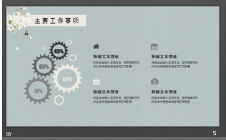 梨花燕子背景的唯美春天PPT主题模板1