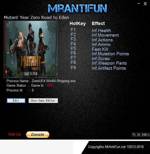 突变元年：伊甸园之路九项修改器MrAntiFun版1