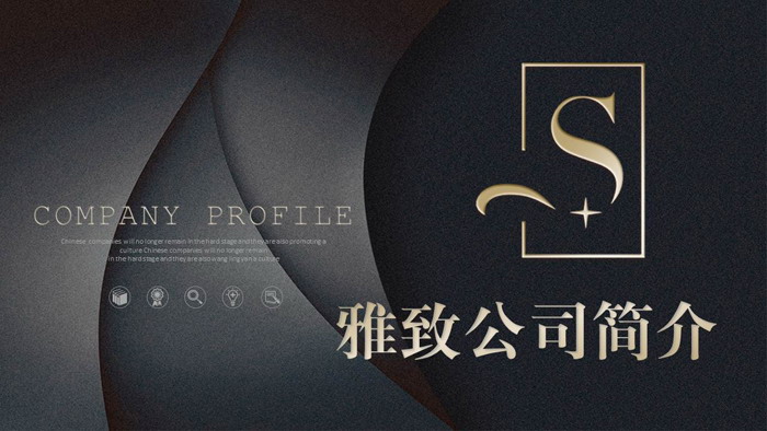 黑色精致曲线背景公司简介PPT模板