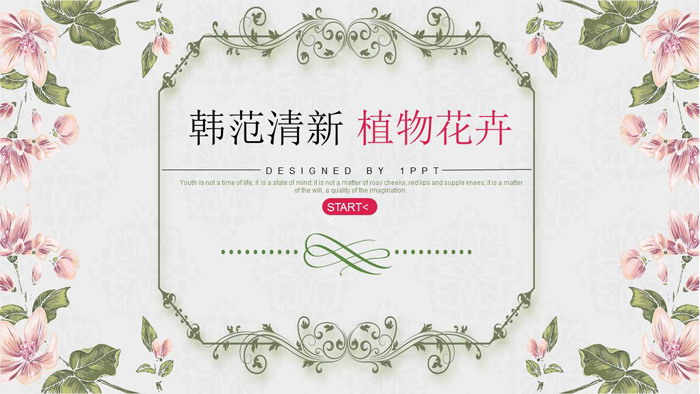 清新韩范花纹花卉PPT模板