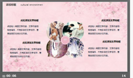 粉色浪漫樱花背景的婚礼相册PPT模板3