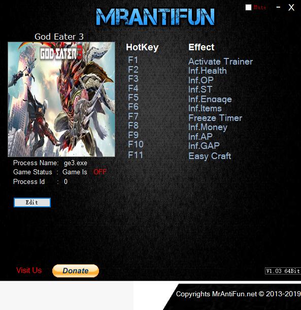 噬神者3十项修改器MrAntiFun版0