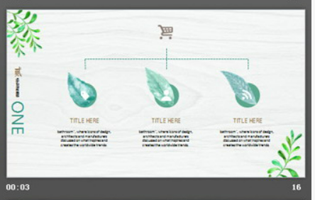 清新手绘植物叶子PPT模板2