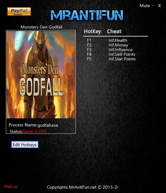 恶魔巢穴：神之陨落五项修改器MrAntiFun版1