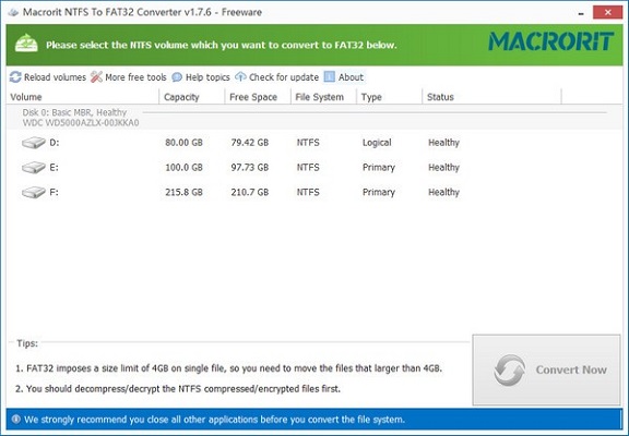 Macrorit NTFS to FAT32 Converter0