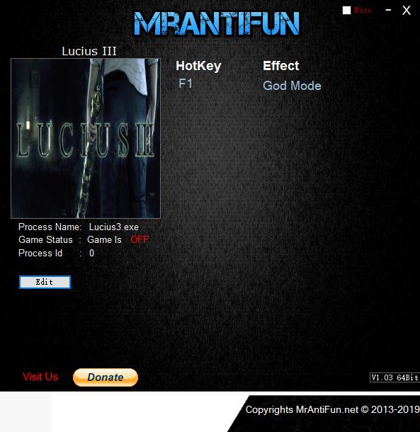 卢修斯3一项修改器MrAntiFun版1