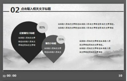 水墨村居仙鹤背景中国风PPT模板2