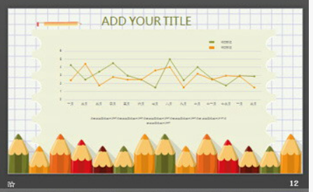 可爱彩色铅笔背景卡通风格PPT模板2