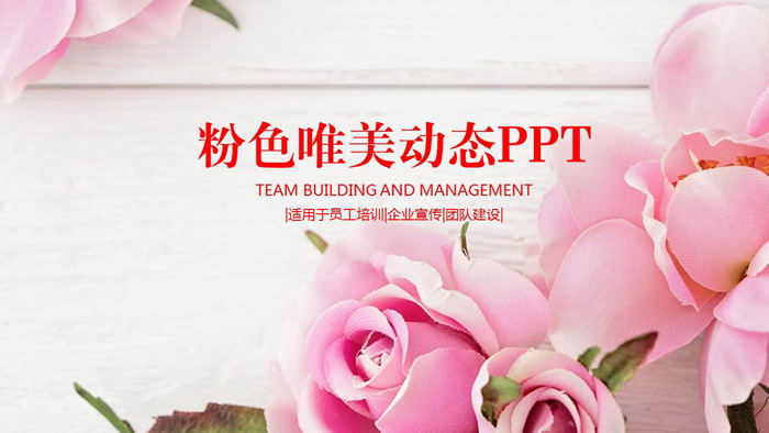 粉色唯美玫瑰背景PPT模板
