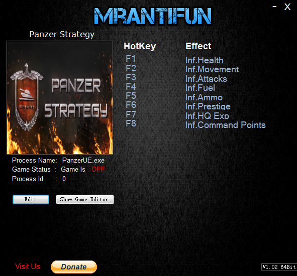 装甲策略八项修改器MrAntiFun版1