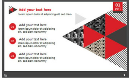 红色欧美三角形排版设计PPT模板1