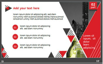 红色欧美三角形排版设计PPT模板2