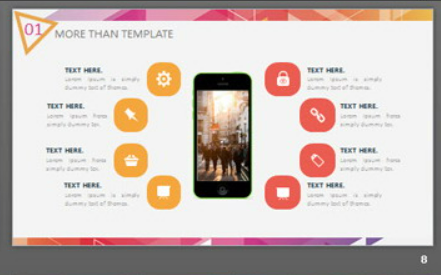 彩色炫彩时尚三角形背景PPT模板2