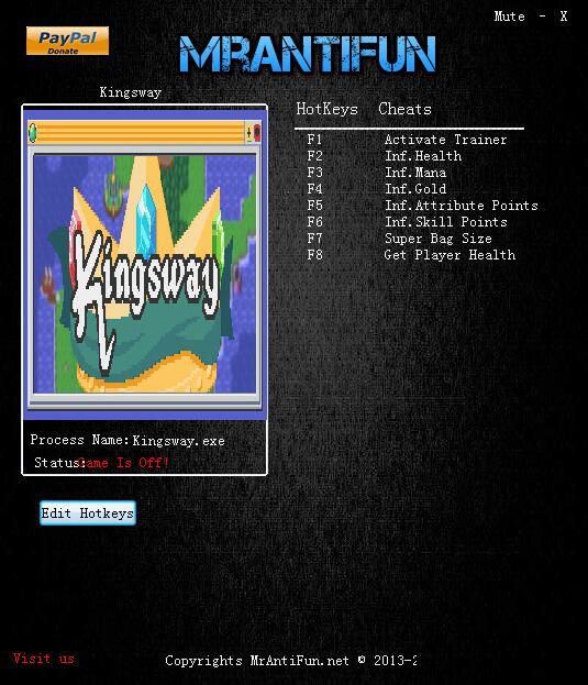 Kingsway六项修改器MrAntiFun版1