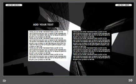 黑白个性商业建筑背景的图片排版PPT模板2