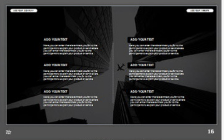 黑白个性商业建筑背景的图片排版PPT模板3