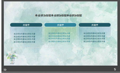 清爽绿色水彩背景艺术设计PPT模板1