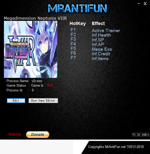 新次元海王星VIIR六项修改器MrAntiFun版1