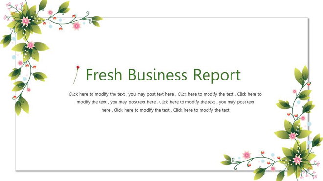 清新绿色藤蔓背景的国外PPT模板