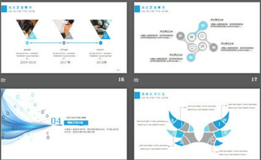 蓝色淡雅抽象曲线工作计划PPT模板3