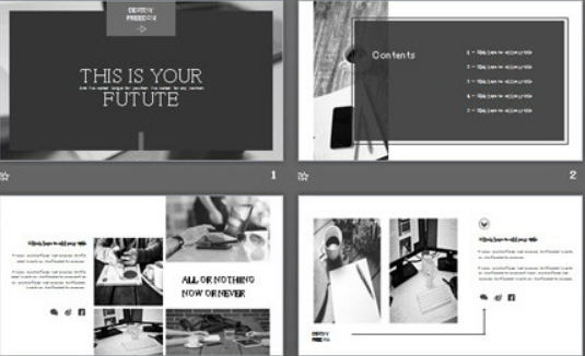 灰色雅致图片排版风格欧美PPT模板1