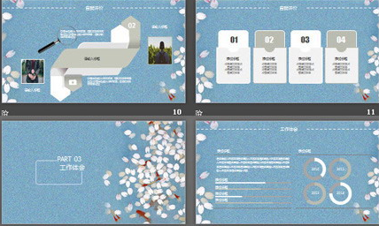 唯美小清新艺术花卉PPT模板3