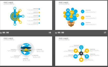 精致蓝黄微立体年度工作总结PPT模板3