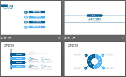 简洁蓝色工作总结PPT模板1