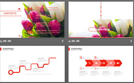 唯美郁金香鲜花背景的通用PPT模板1