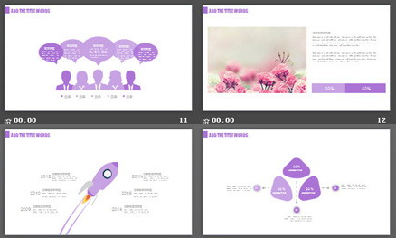 粉色蔷薇花背景的韩国PPT模板2