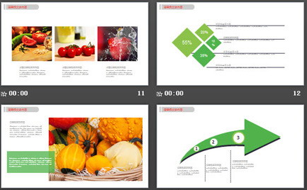 绿色蔬菜背景的养生合理膳食PPT模板2