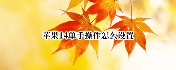 苹果14如何设置单手操作