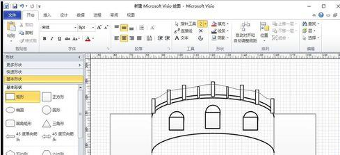 Microsoft Office Visio带桥洞拱形大桥如何设计？带桥洞拱形大桥设计流程图文详解