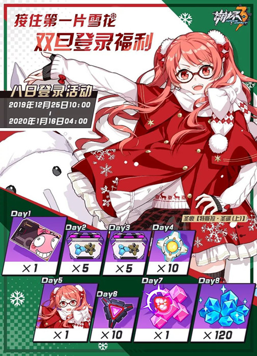 崩坏3双旦8日登录活动福利有哪些？双旦8日登录活动福利汇总一览